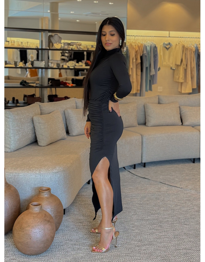 Vestido Suplex Manga Longa Preto