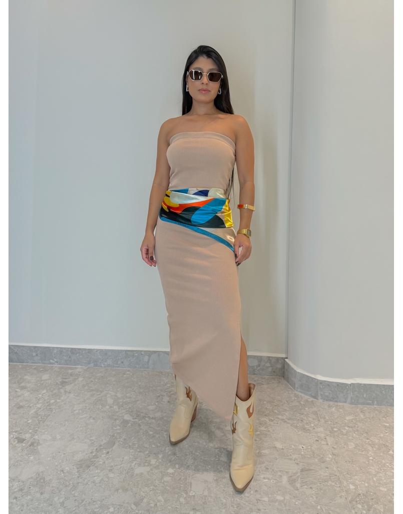 Lenço Cetim Abstrato Azul Petróleo 