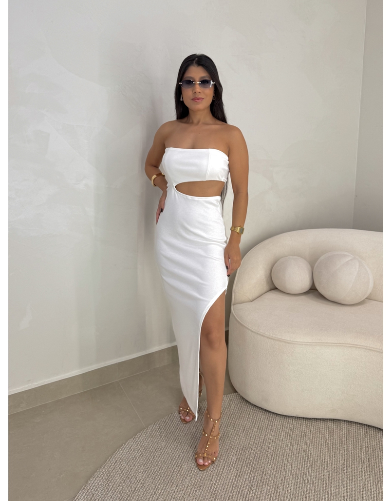 Vestido Canelado Iza Branco