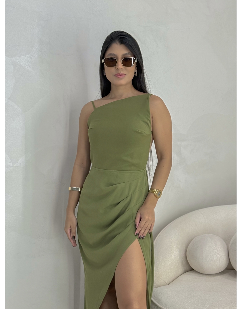 Vestido Midi Assimétrico Lena Verde