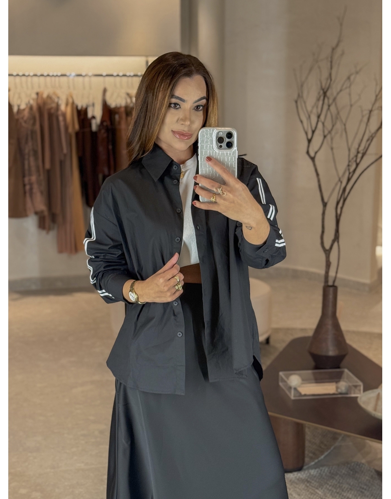 Camisa Listra Tricoline Preto