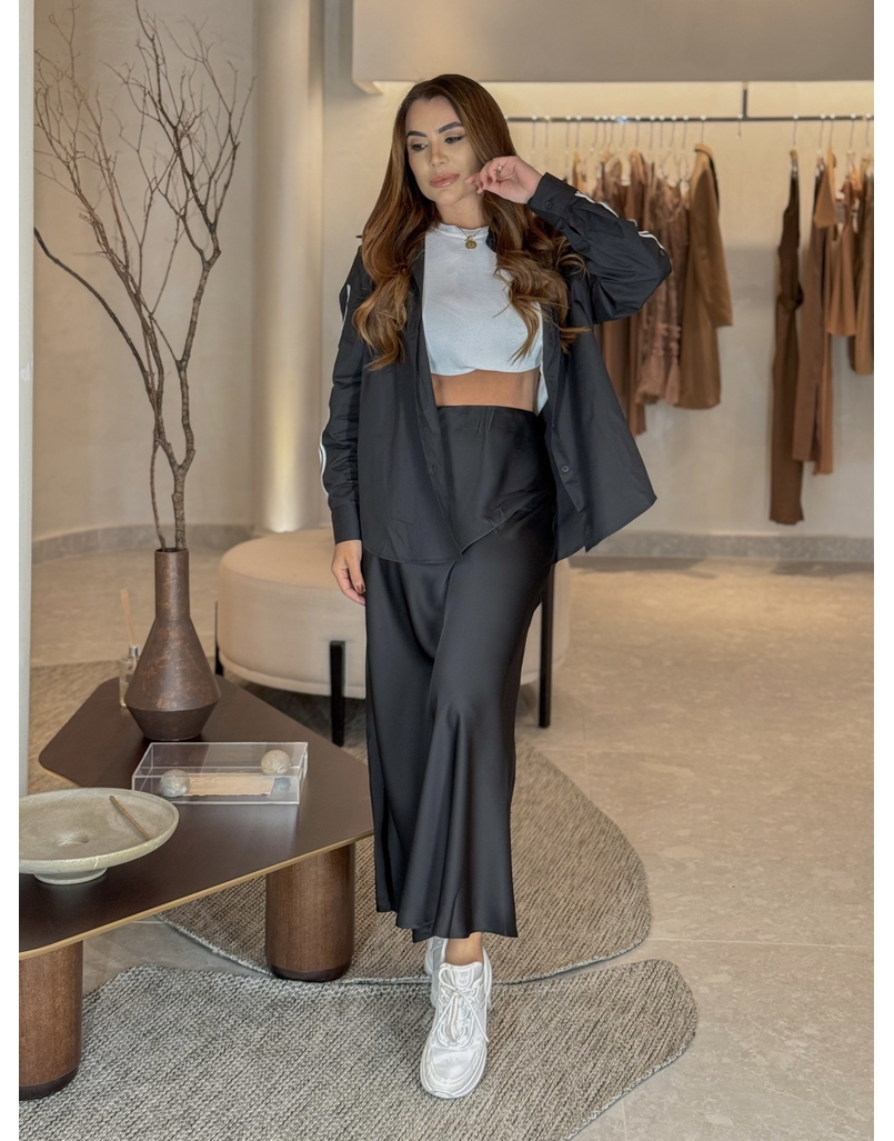 Camisa Listra Tricoline Preto