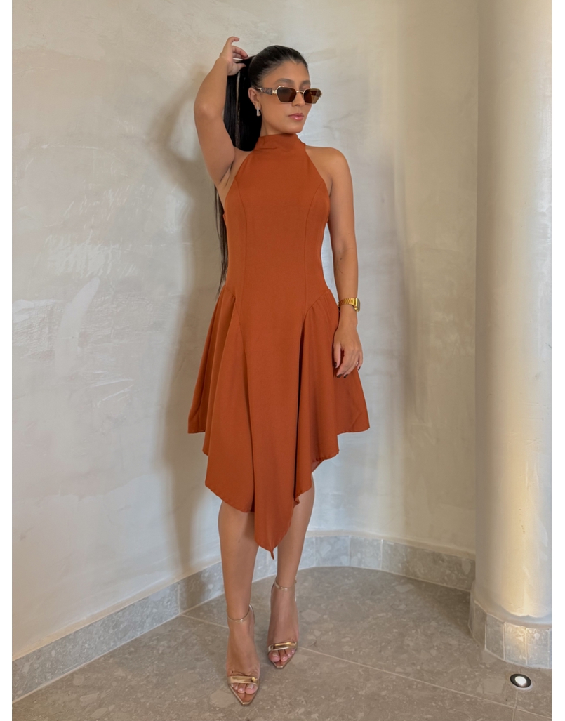 Vestido Midi Maitê Marrom