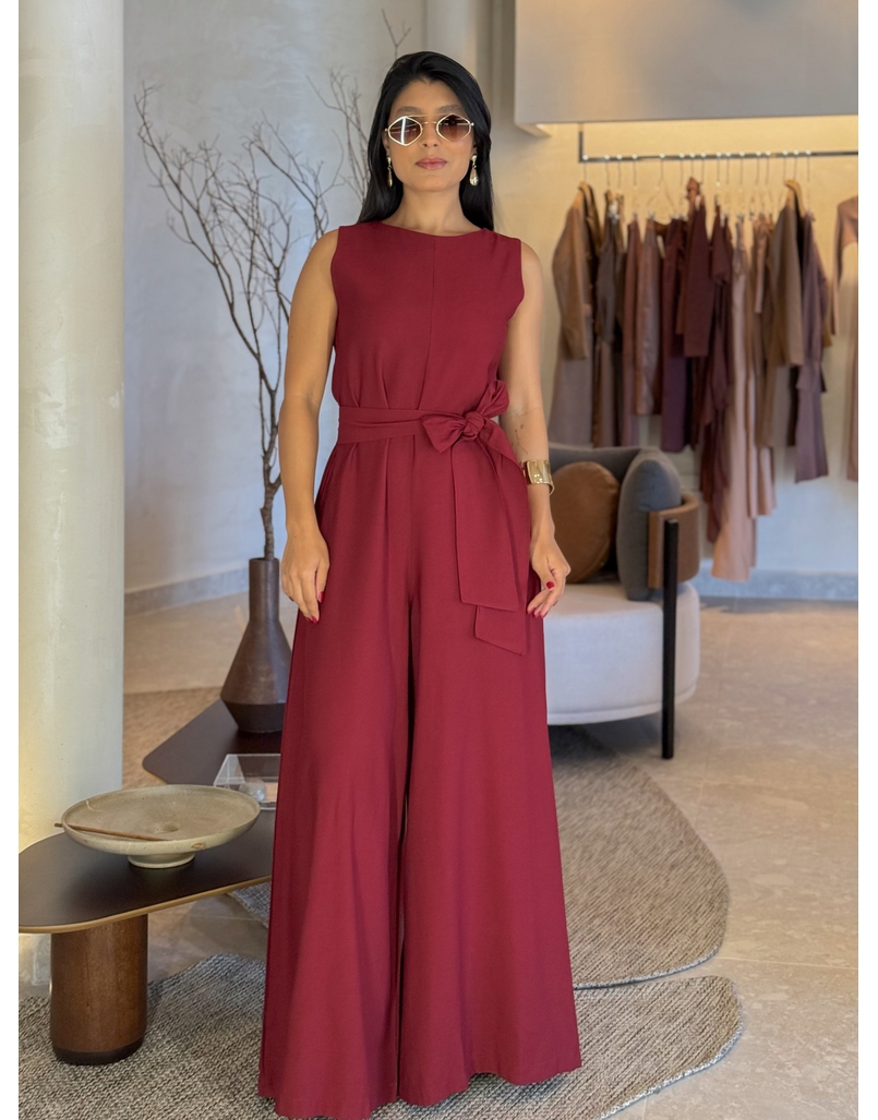 Macacão Pantalona Mônica Cereja