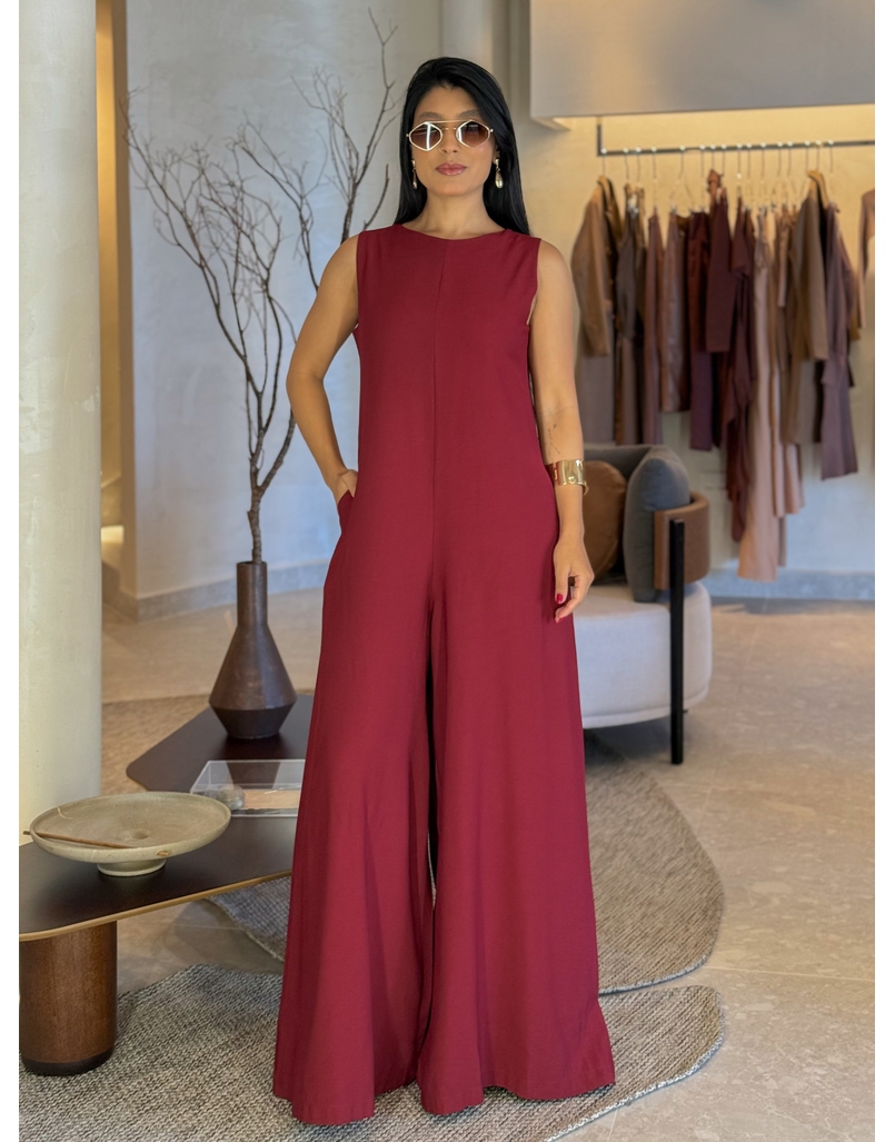 Macacão Pantalona Mônica Cereja