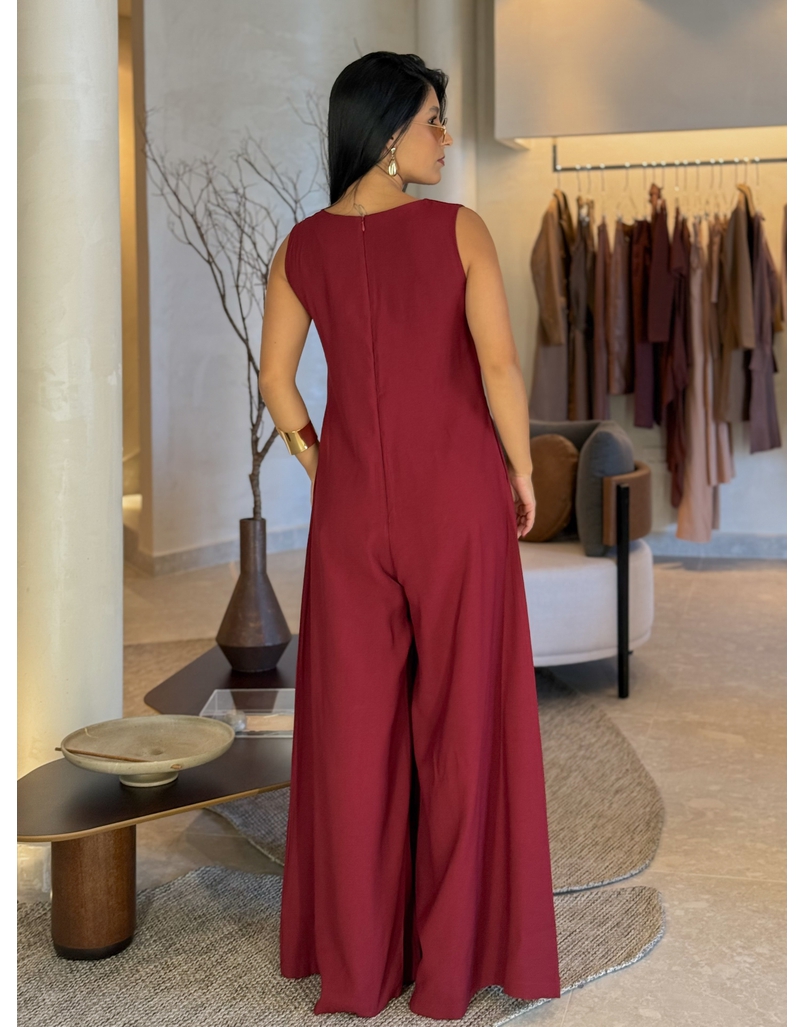 Macacão Pantalona Mônica Cereja