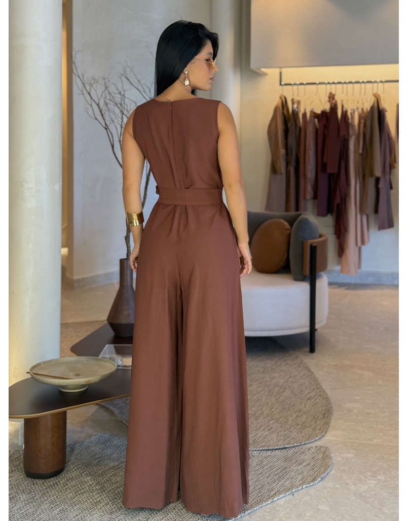 Macacão Pantalona Mônica Marrom