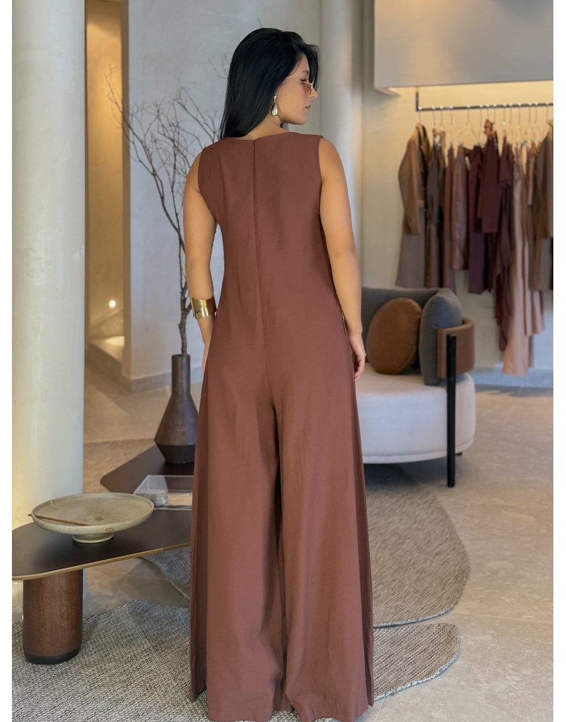 Macacão Pantalona Mônica Marrom