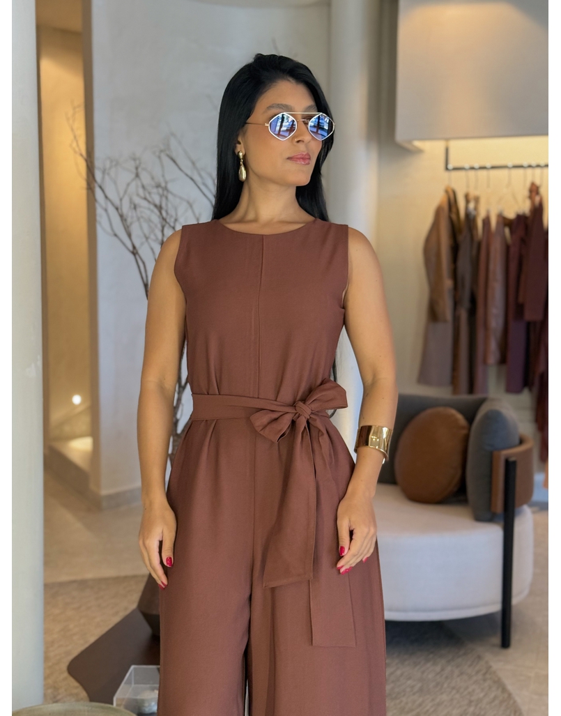 Macacão Pantalona Mônica Marrom