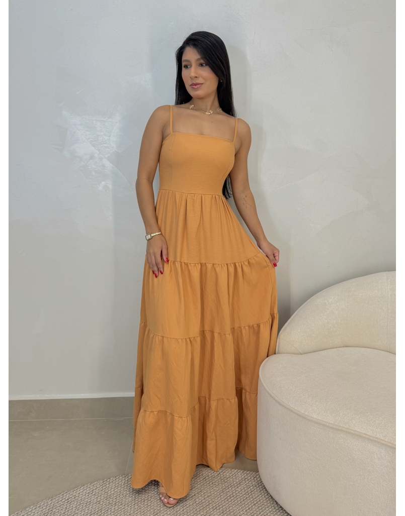 Vestido Midi Caribe Camelo