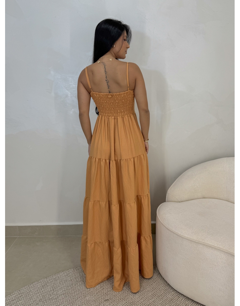 Vestido Midi Caribe Camelo