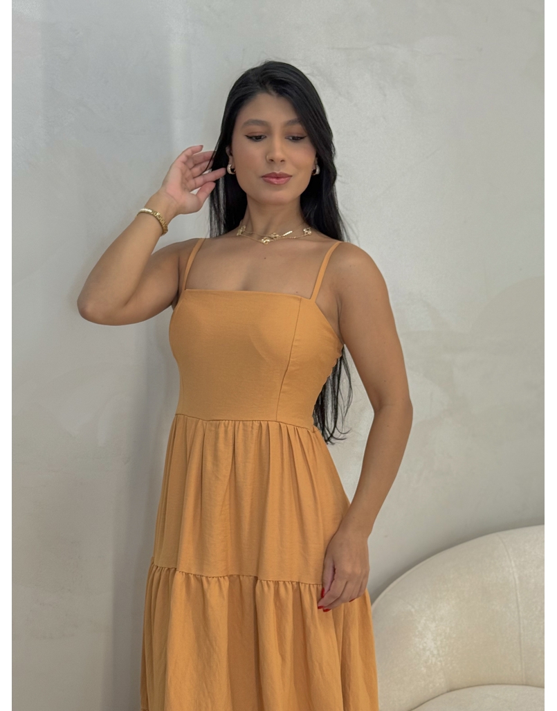 Vestido Midi Caribe Camelo