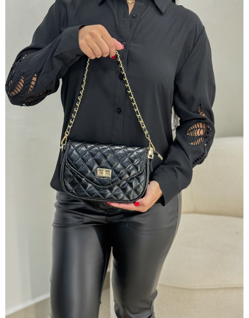 Bolsa Fecho Metal Preta