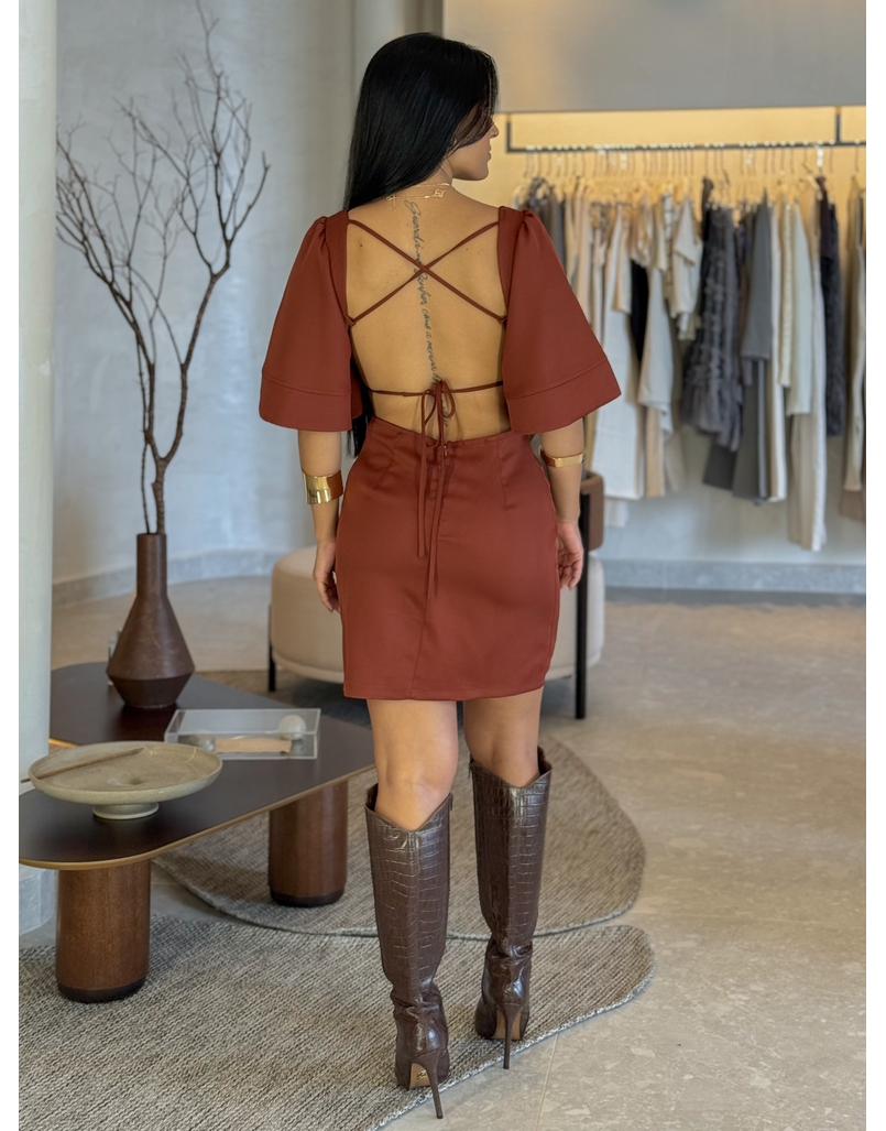 Vestido Manga Nanda Café