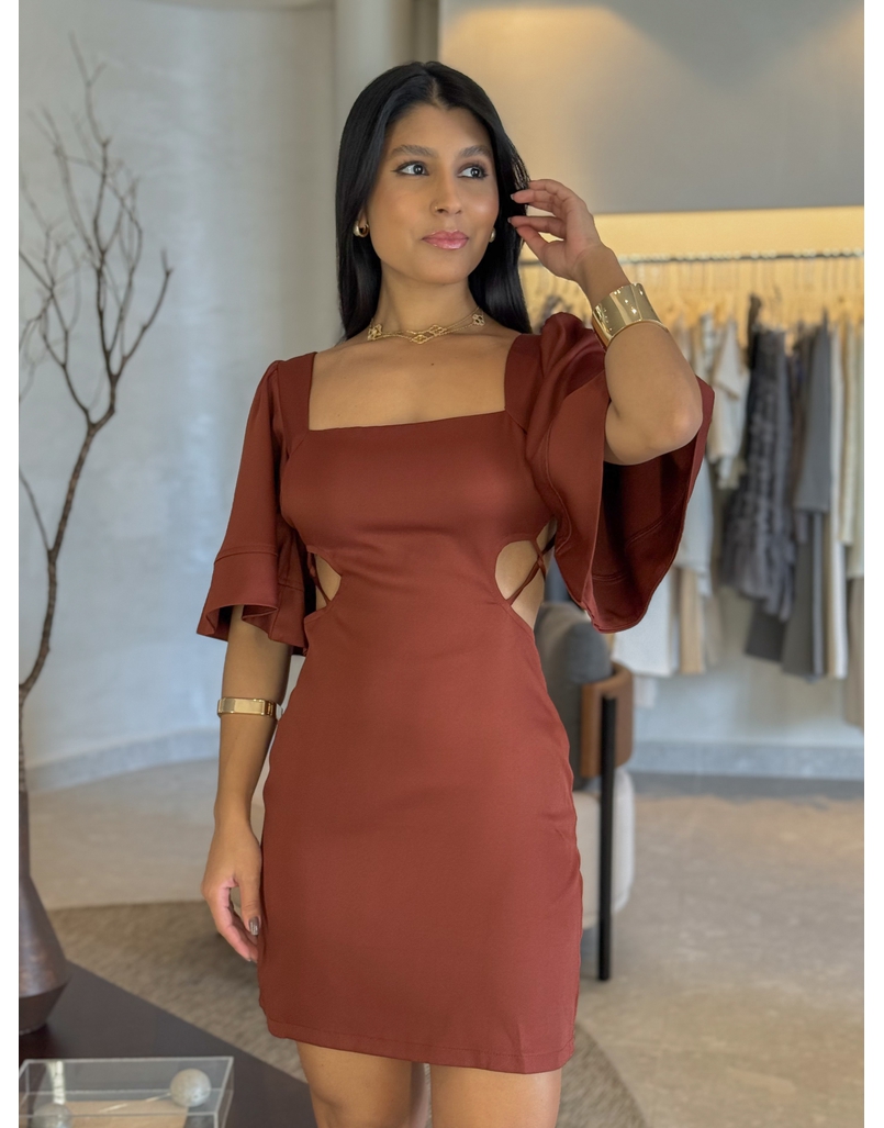 Vestido Manga Nanda Café
