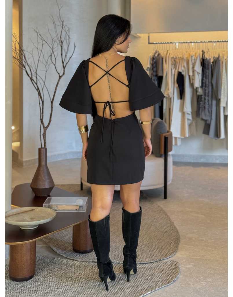 Vestido Manga Nanda Preto