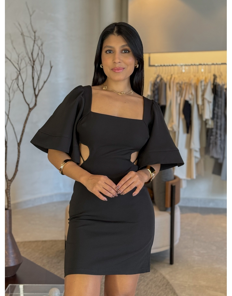 Vestido Manga Nanda Preto
