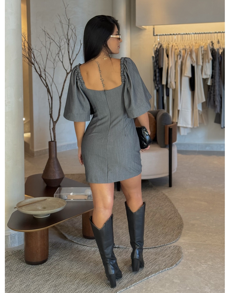 Vestido Manga Gabriela Chumbo