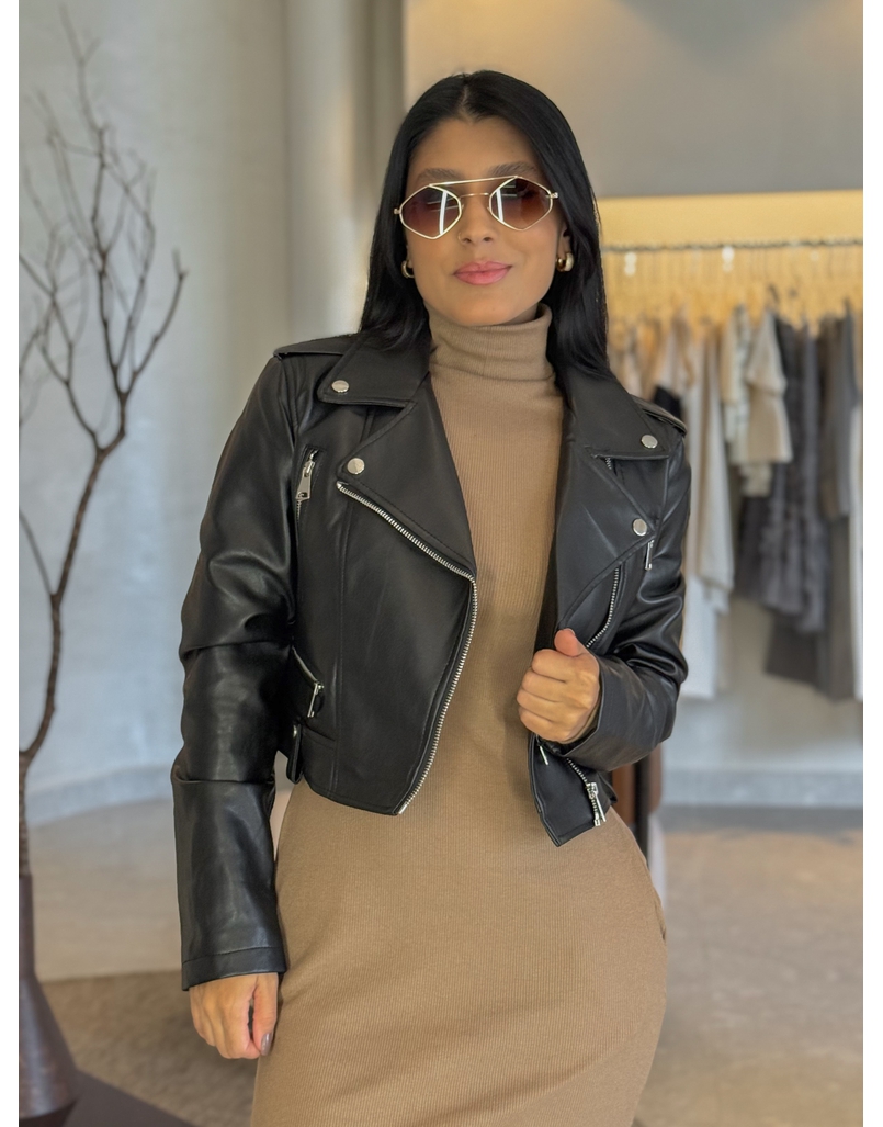 Jaqueta Couro Fake Islândia Preta