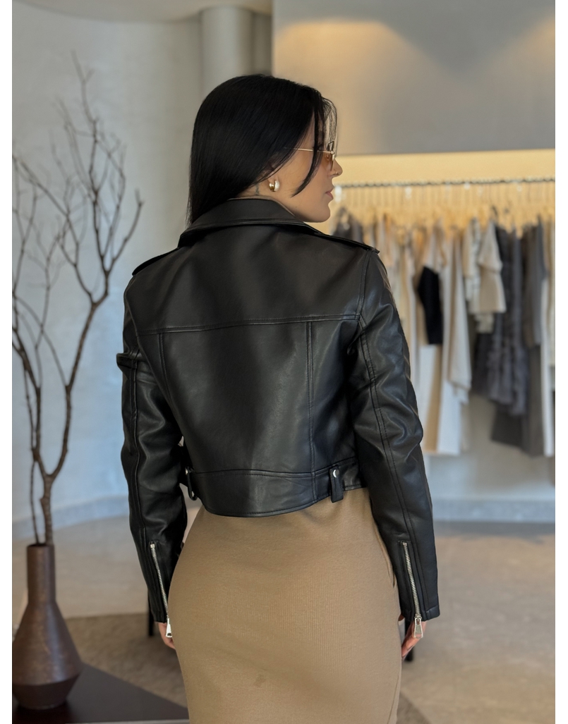 Jaqueta Couro Fake Islândia Preta