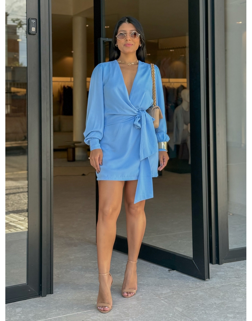 Vestido Manga Longa Laura Azul