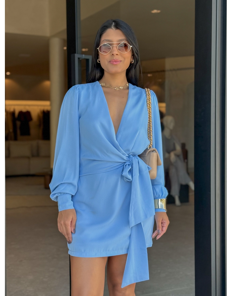 Vestido Manga Longa Laura Azul