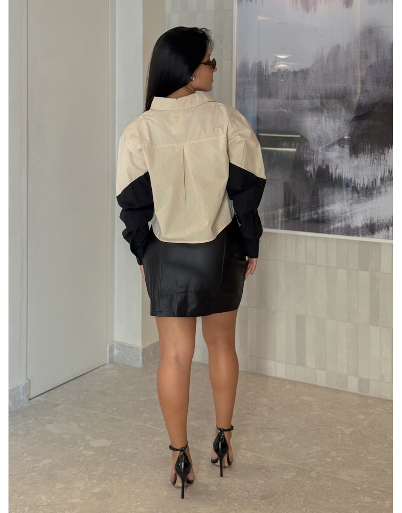 Saia Couro Fake Suzi Preta