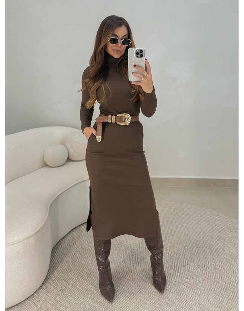 Vestido Canelado Madrid Café 