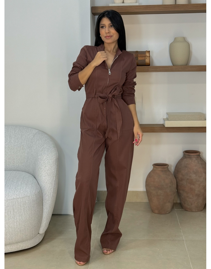 Macacão Manga Longa Aspen Café