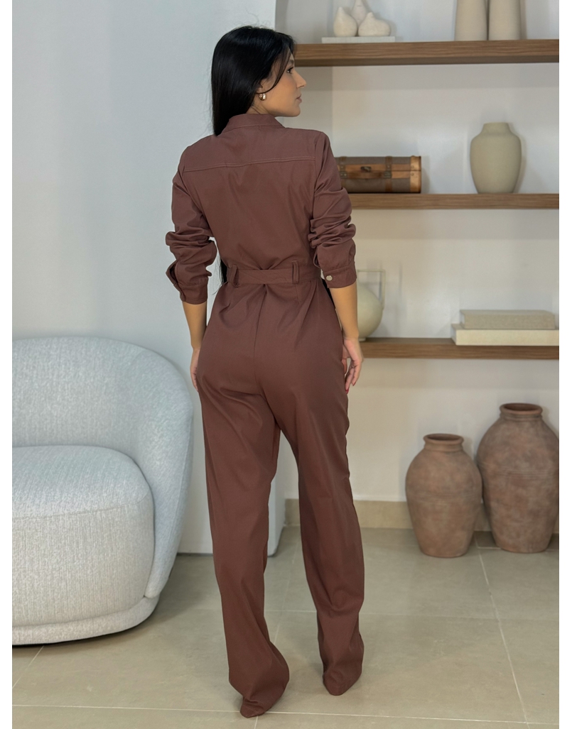 Macacão Manga Longa Aspen Café