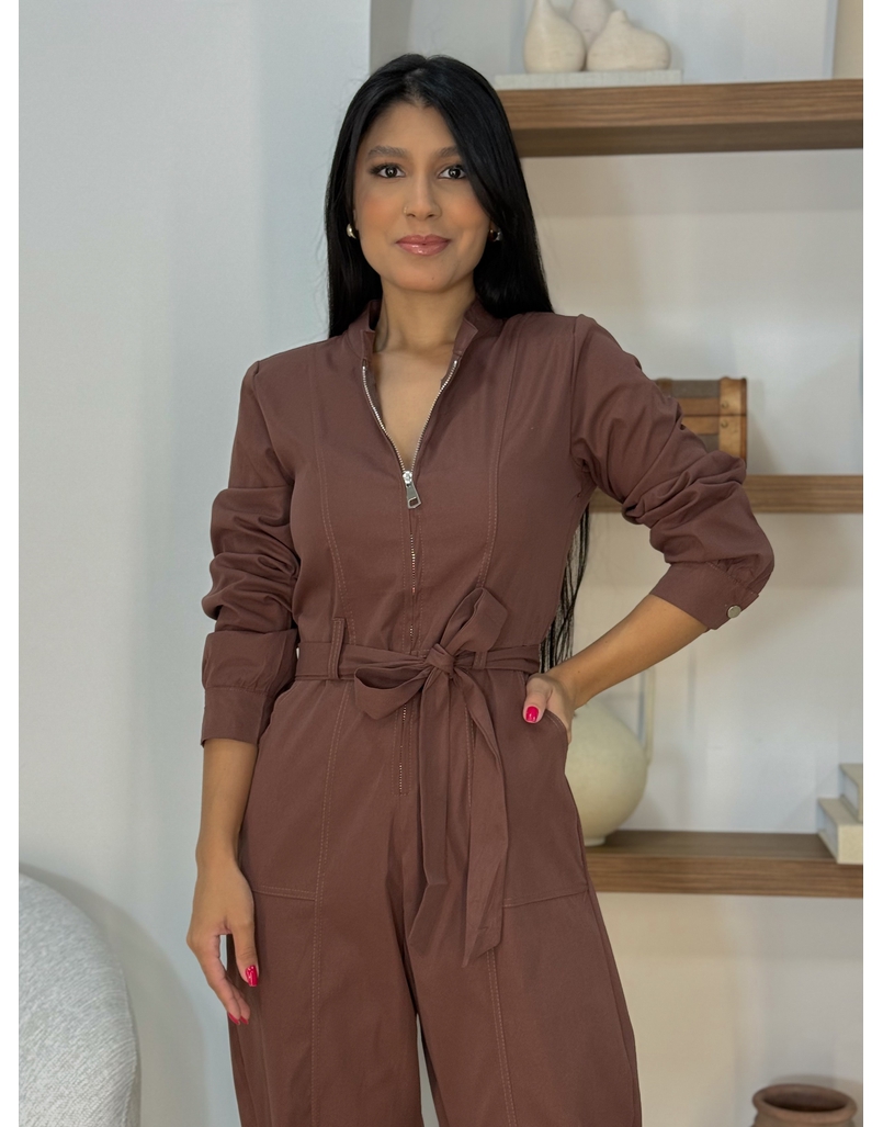 Macacão Manga Longa Aspen Café