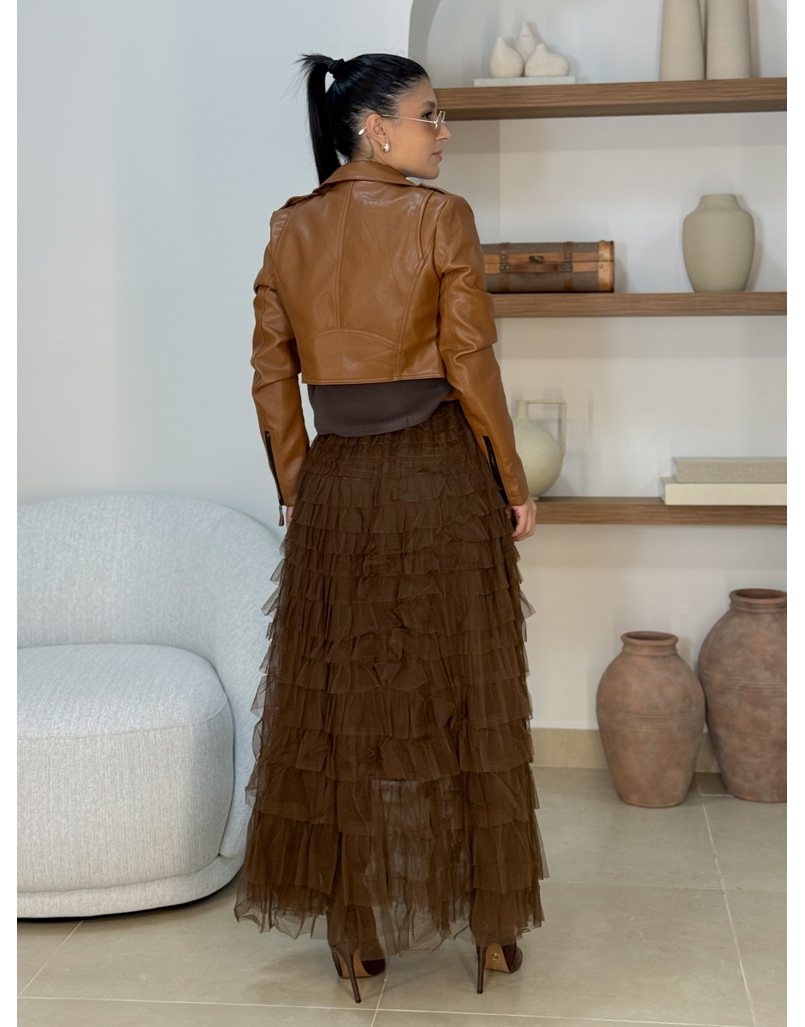 Jaqueta Couro Fake Ivy Caramelo