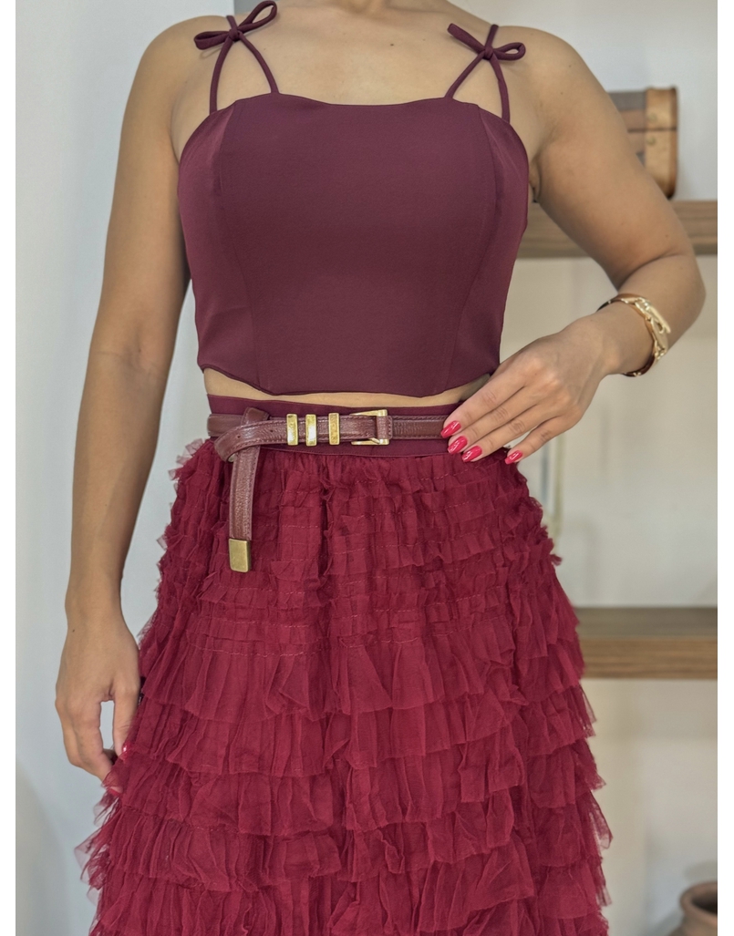 Cinto Couro Fininho Metal Cherry