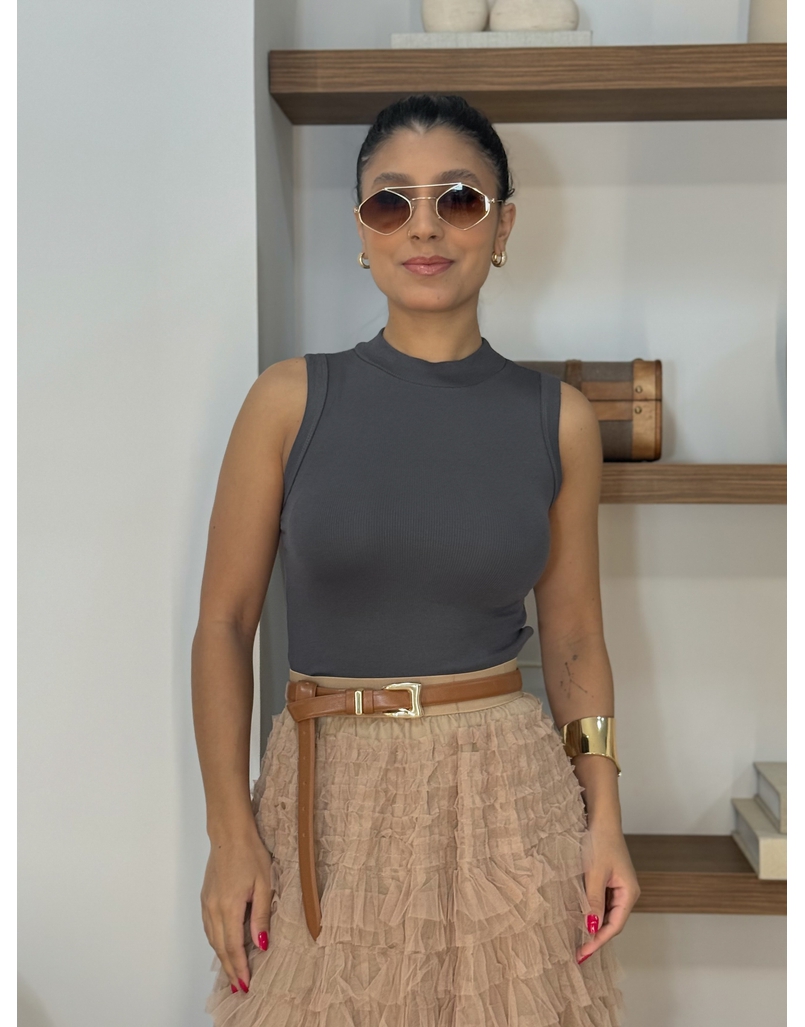 Blusa Regata Basic Chumbo