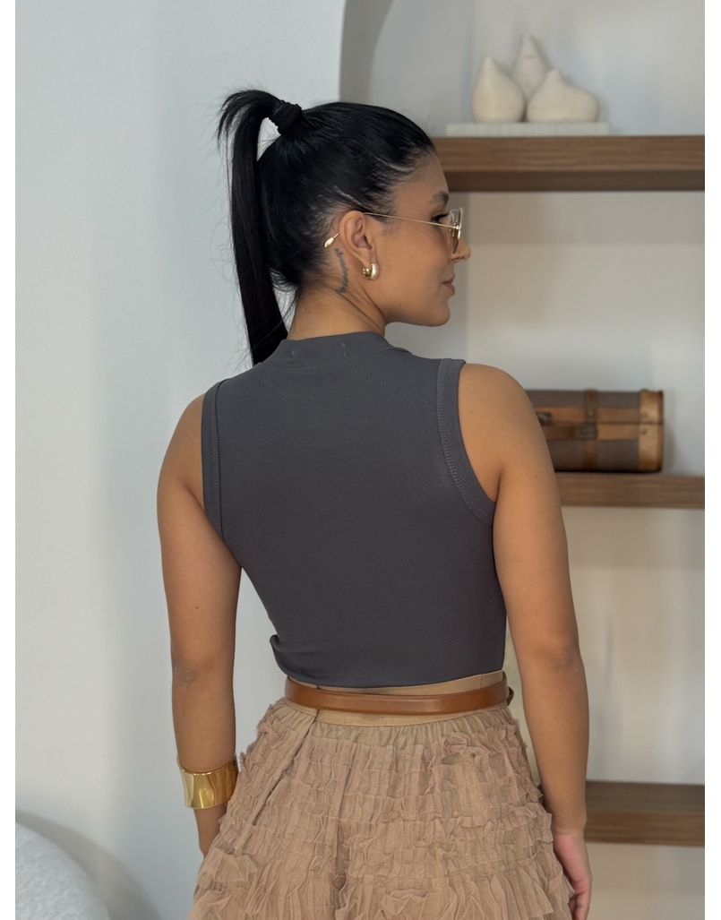 Blusa Regata Basic Chumbo