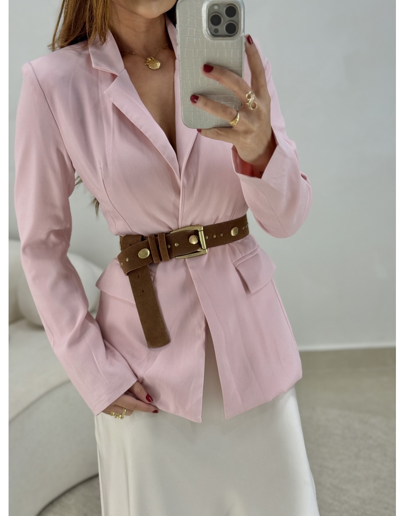 Cinto Metal Camurça Marrom