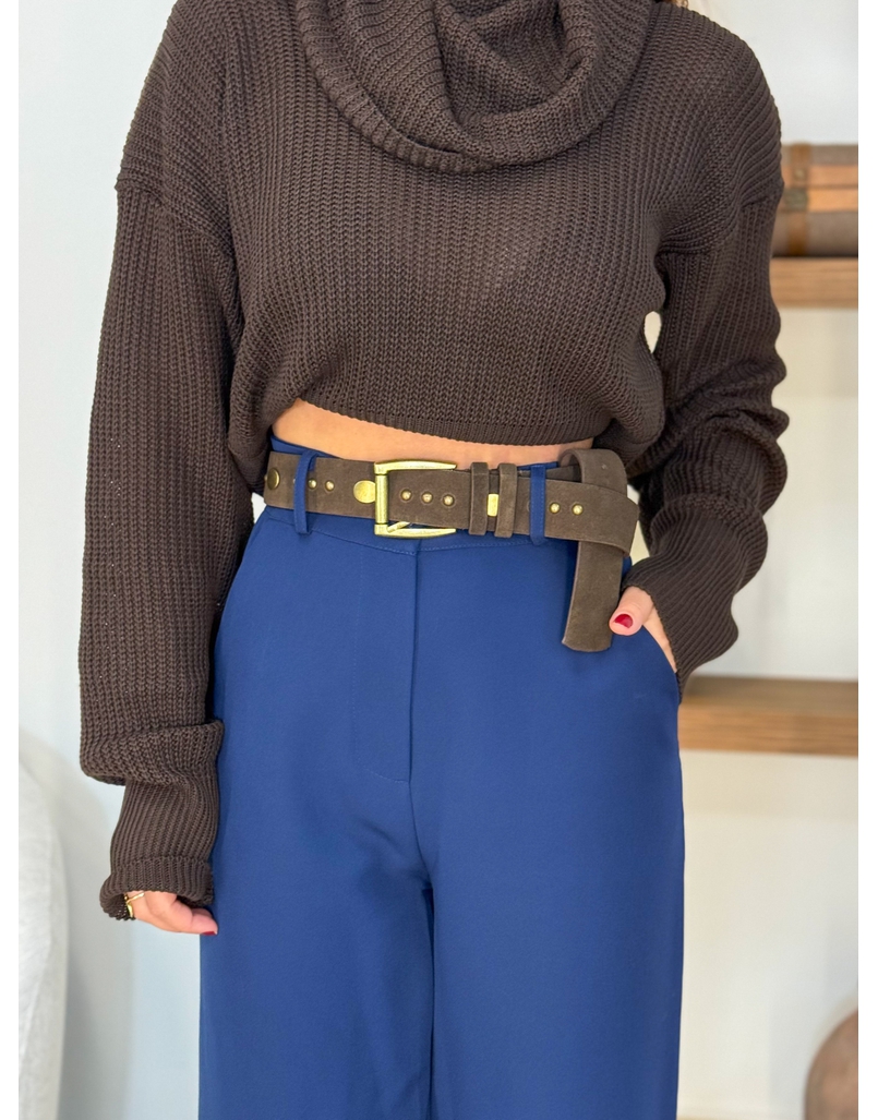 Cinto Metal Camurça Café 