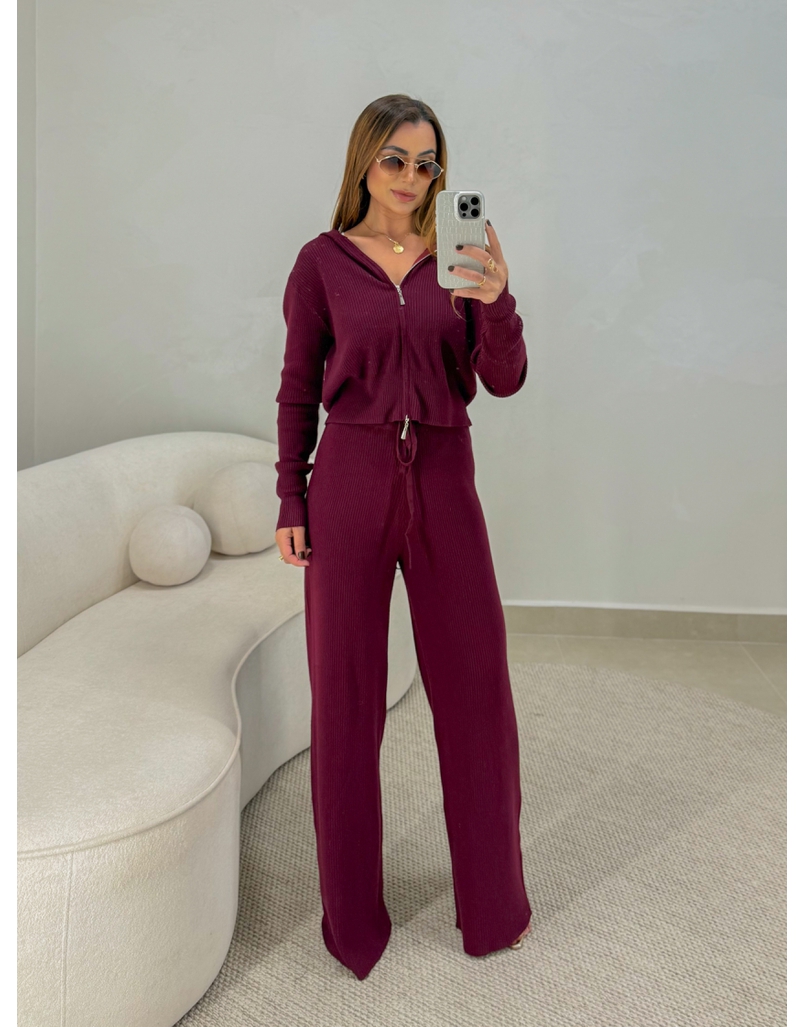 Conjunto Tricot Isabel Cereja