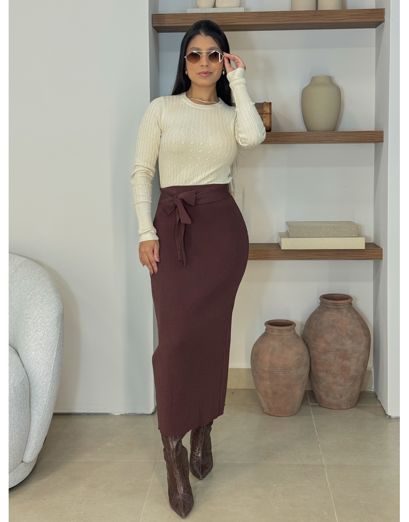 Saia Midi Tricot Lilly Café