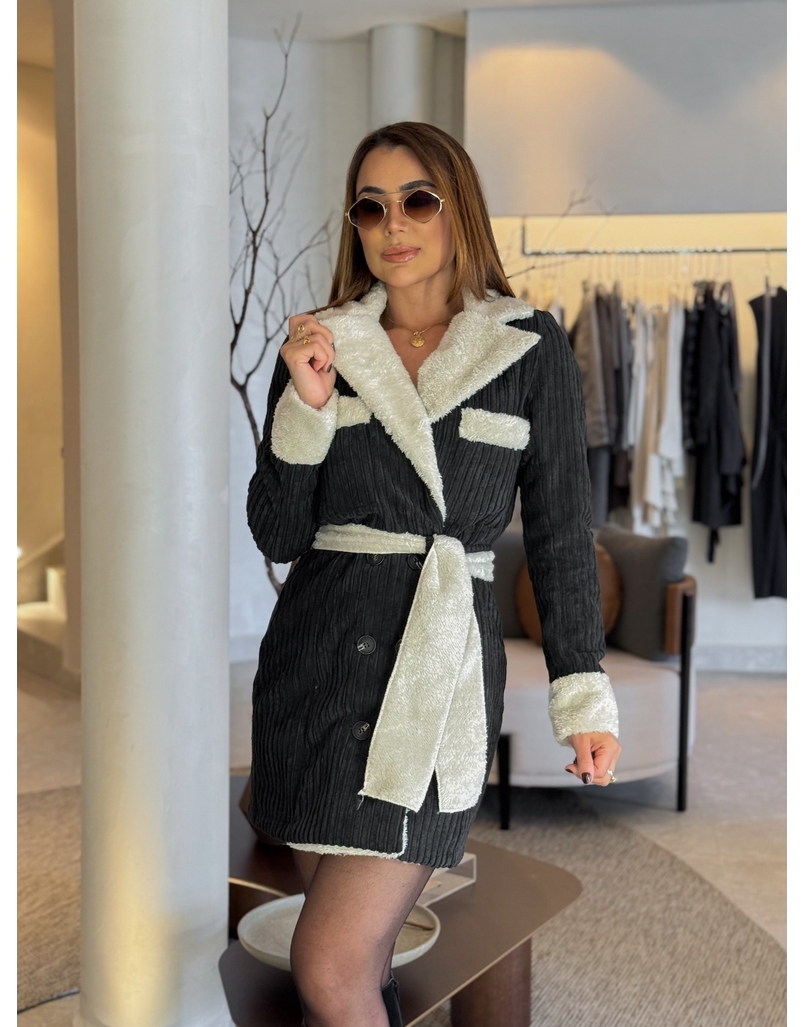 Maxi Casaco Nuvola Preto