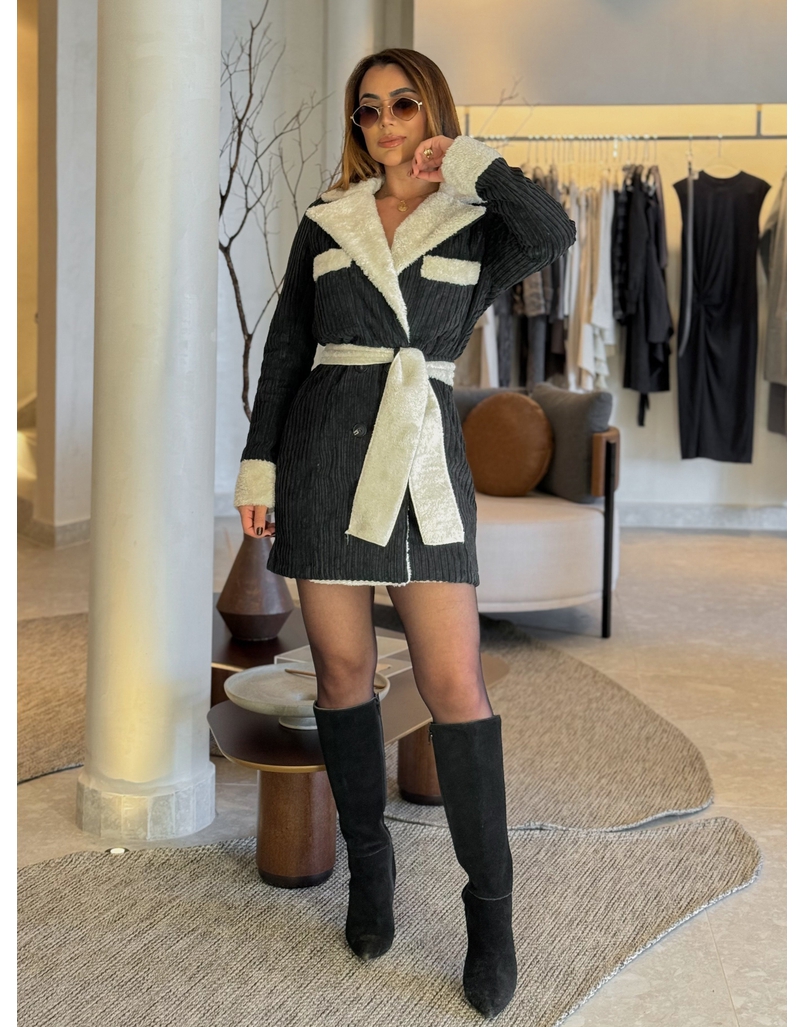 Maxi Casaco Nuvola Preto