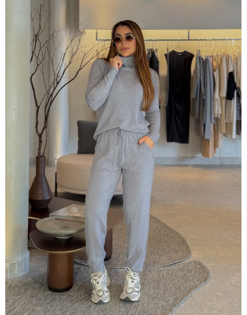 Conjunto Tricot Antonella Cinza