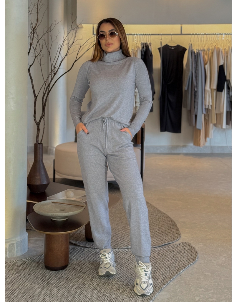 Conjunto Tricot Antonella Cinza