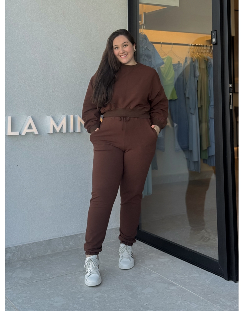 Conjunto Moletom Jogger Marrom