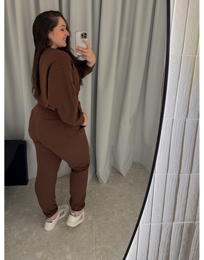 Conjunto Moletom Jogger Marrom