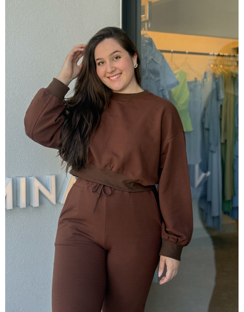 Conjunto Moletom Jogger Marrom