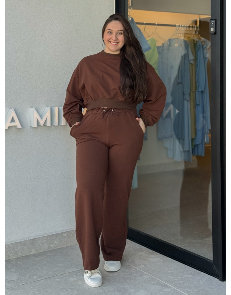 Conjunto Moletom Pantalona Marrom