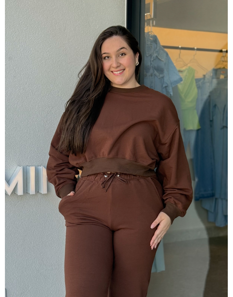 Conjunto Moletom Pantalona Marrom