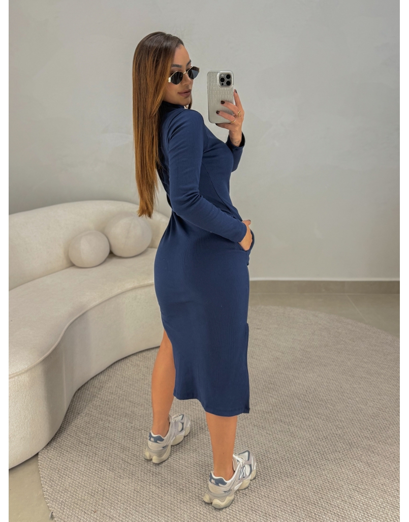 Vestido Canelado Madrid Marinho