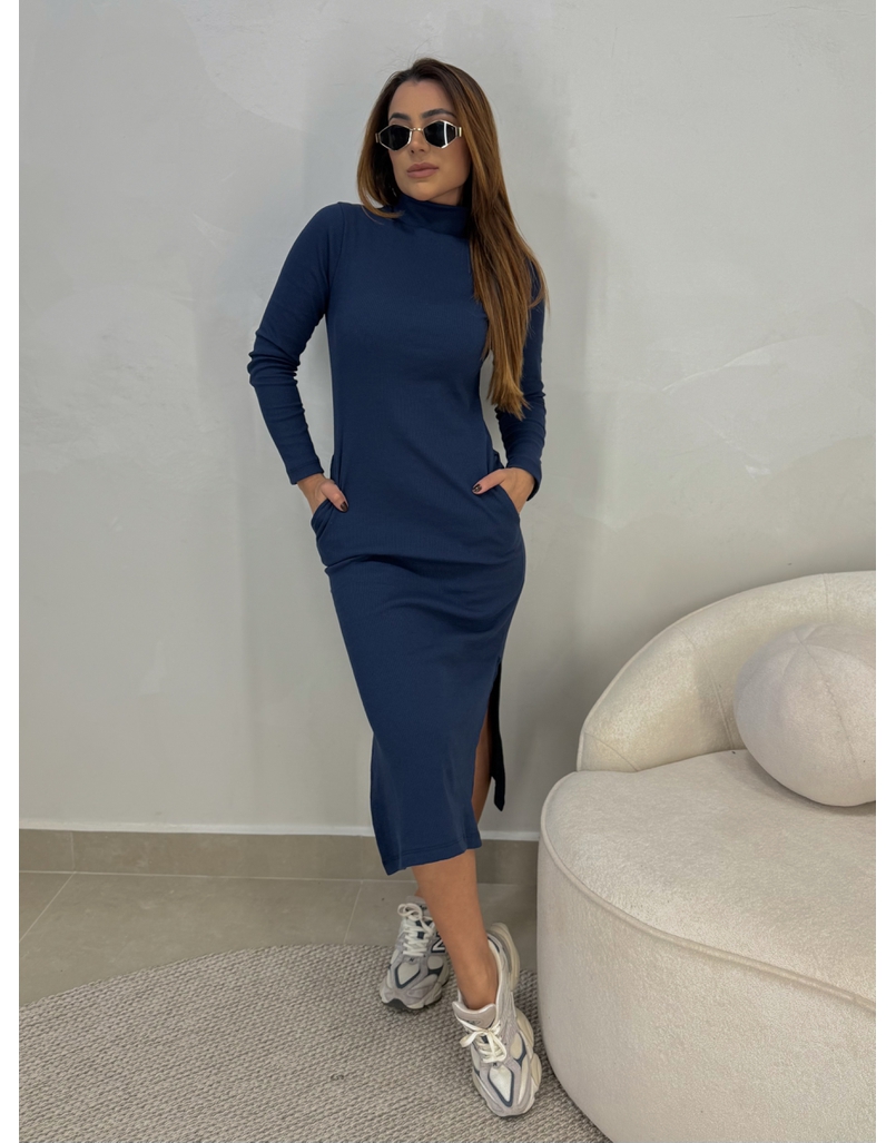 Vestido Canelado Madrid Marinho